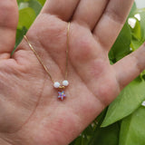 Opal Star Necklace 925 Silver Chain - Blue/Purple/Green