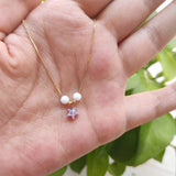 Opal Star Necklace 925 Silver Chain - Blue/Purple/Green