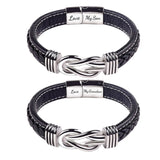 Mom And Son Grandson Linked Together Leather Bracelet