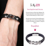 Mom And Son Grandson Linked Together Leather Bracelet