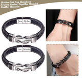 Mom And Son Grandson Linked Together Leather Bracelet
