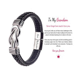 Mom And Son Grandson Linked Together Leather Bracelet