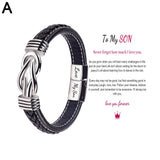 Mom And Son Grandson Linked Together Leather Bracelet