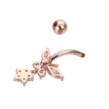 Butterfly Zircon Surgical Steel Navel Belly Button Rings