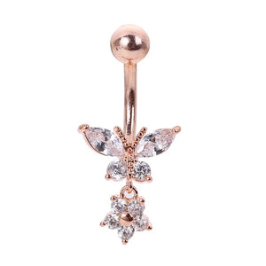 Butterfly Zircon Surgical Steel Navel Belly Button Rings