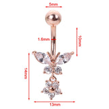 Butterfly Zircon Surgical Steel Navel Belly Button Rings