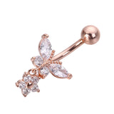 Butterfly Zircon Surgical Steel Navel Belly Button Rings