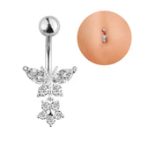 Butterfly Zircon Surgical Steel Navel Belly Button Rings