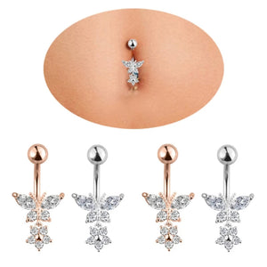 Butterfly Zircon Surgical Steel Navel Belly Button Rings