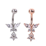 Butterfly Zircon Surgical Steel Navel Belly Button Rings