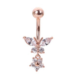 Butterfly Zircon Surgical Steel Navel Belly Button Rings