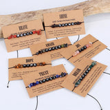Rope Braided Bracelet Letters Gem Stone Chip Beads Bracelet