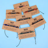 Rope Braided Bracelet Letters Gem Stone Chip Beads Bracelet