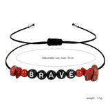 Rope Braided Bracelet Letters Gem Stone Chip Beads Bracelet