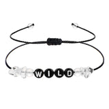 Rope Braided Bracelet Letters Gem Stone Chip Beads Bracelet