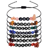 Rope Braided Bracelet Letters Gem Stone Chip Beads Bracelet
