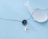 Child's Sterling Silver Crown Gems Mermaid Fish Tail Necklace GTLX1955