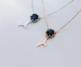 Child's Sterling Silver Crown Gems Mermaid Fish Tail Necklace GTLX1955