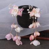 Children's Fringed Silk Flower Hair Clip Chinese Clothes Accessories