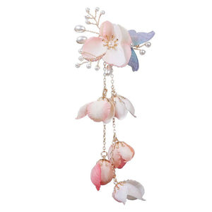 Children's Fringed Silk Flower Hair Clip Chinese Clothes Accessories