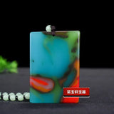 Colorful Jade Cross Pendant Necklace Hand-Carved Luck Amulet Sweater Chain