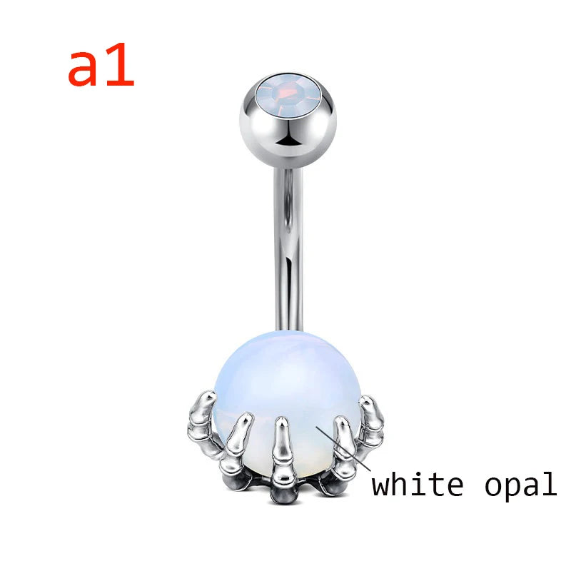 Claw Belly Button Ring 14G Surgical Steel Zircon Navel Piercing Body Jewelry