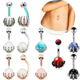Claw Belly Button Ring 14G Surgical Steel Zircon Navel Piercing Body Jewelry