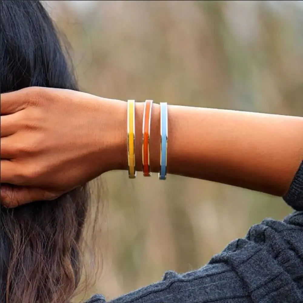 Colorful Enamel Stainless Steel Bangles Bracelets for Women