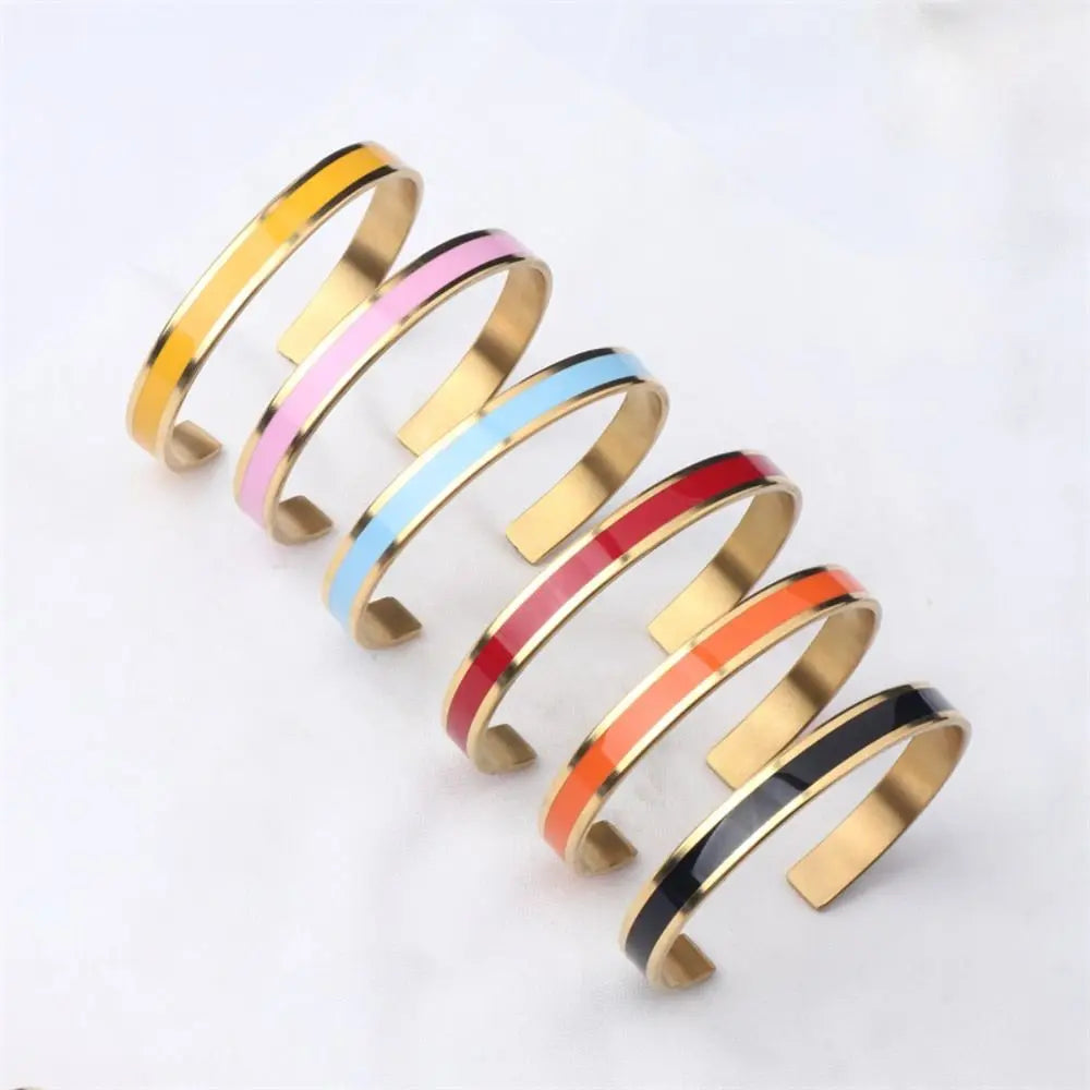 Colorful Enamel Stainless Steel Bangles Bracelets for Women