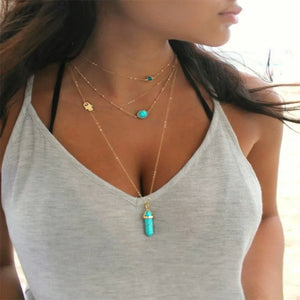 Column Stone Pendant Crystal Pendant Necklace for Women