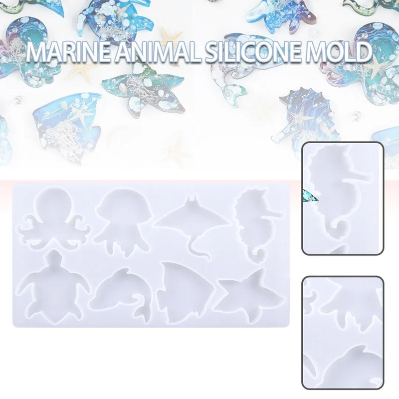 Crystal Drop Epoxy Resin Mould Marine Animals Keychain Silicone Mold