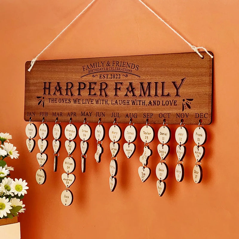 Personalized Family Names Door Wooden Decoration 110x390mm