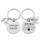 Custom Music Code Engraved Keychain QR Code Metal Lettering Text Key Chains