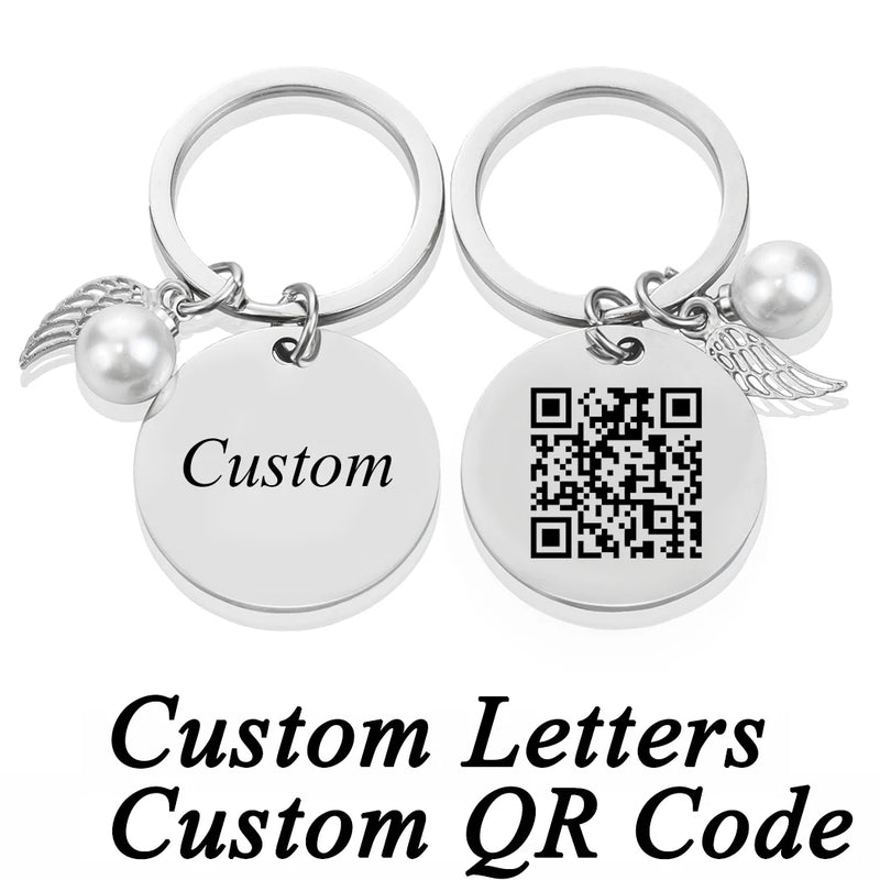 Custom Music Code Engraved Keychain QR Code Metal Lettering Text Key Chains