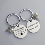 Custom Music Code Engraved Keychain QR Code Metal Lettering Text Key Chains