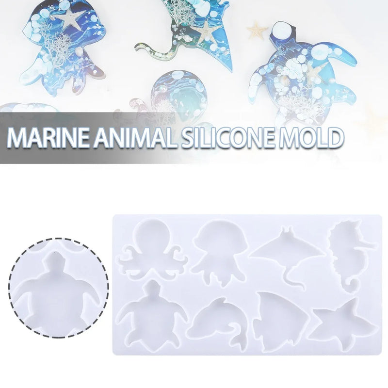 DIY Crystal Epoxy Resin Mold Silicone Marine Animal Keychain Earring Mould
