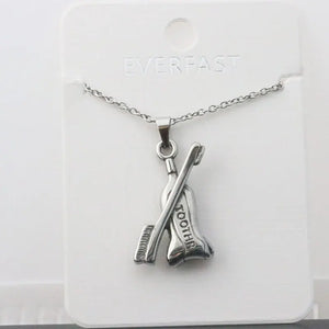 DIY Stamped Toothpaste & Toothbrush Necklace Funny Custom Jewelry