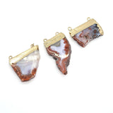 Double Hole Red Agate Stone Pendant DIY Necklace Making 30x40-45x55mm