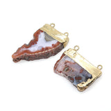 Double Hole Red Agate Stone Pendant DIY Necklace Making 30x40-45x55mm