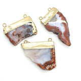 Double Hole Red Agate Stone Pendant DIY Necklace Making 30x40-45x55mm
