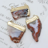 Double Hole Red Agate Stone Pendant DIY Necklace Making 30x40-45x55mm