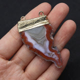 Double Hole Red Agate Stone Pendant DIY Necklace Making 30x40-45x55mm