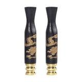 Ebony Carving Dragon Smoke Pipe Bit Straight Filter Wooden Tobacco Holder