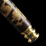 Ebony Carving Dragon Smoke Pipe Bit Straight Filter Wooden Tobacco Holder