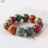 Ethnic Style Glaze Ceramic Beaded Bracelet Multicolor Elastic Love