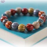 Ethnic Style Glaze Ceramic Beaded Bracelet Multicolor Elastic Love