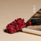 Cinnabar Jade Pendant Necklace Chinese Hand-Carved Retro Jewellery