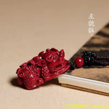 Cinnabar Jade Pendant Necklace Chinese Hand-Carved Retro Jewellery