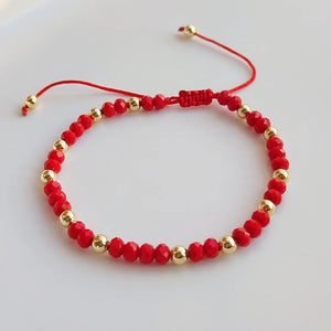 Colorful 4mm Glass Crystal Beaded Bracelet for Women Girls Adjustable
