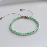 Colorful 4mm Glass Crystal Beaded Bracelet for Women Girls Adjustable